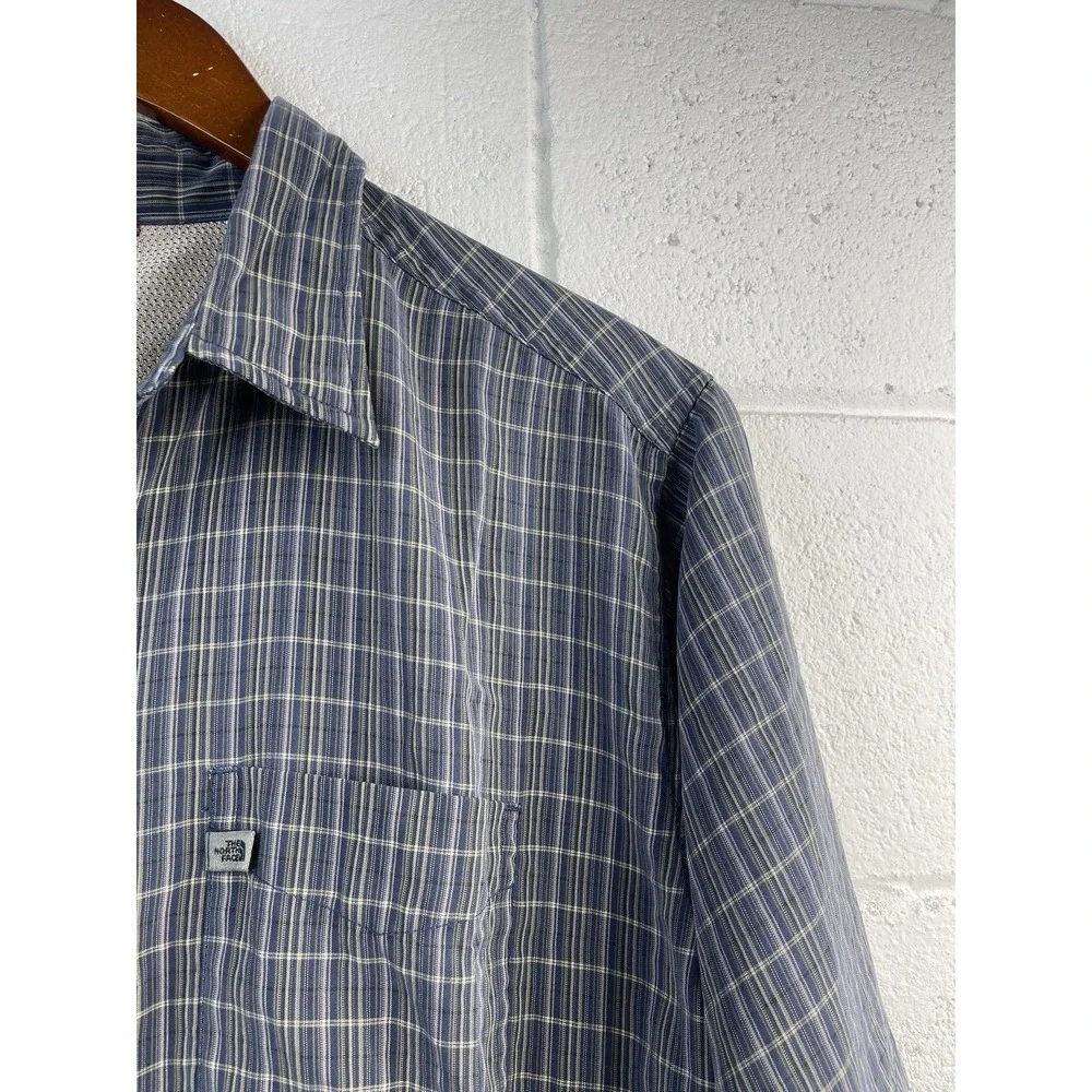 The North Face Men's Plaid Blue Casual Button‎ Down Short Sleeve Shirt Size XL